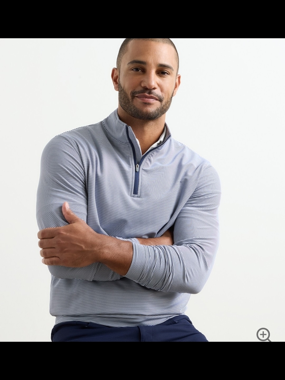 Peter Millar Men's Navy Perth Sugar Stripe Performance Quarter-Zip Pullover, XXL